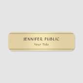 Personalisiertes Gold Look Elegantes modernes Temp Namensschild (Vorderseite)