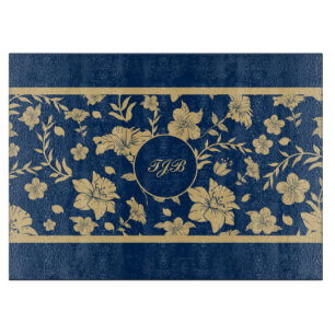 Personalisiertes Gold Marine Blumenmuster Schneidebrett