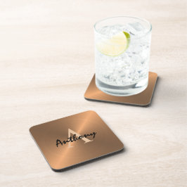 Personalisiertes Gold Metallic Bronze Monogramm Getränkeuntersetzer