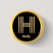 Personalisiertes Gold Mit Monogramm Buchstabe H Button (Vorderseite)