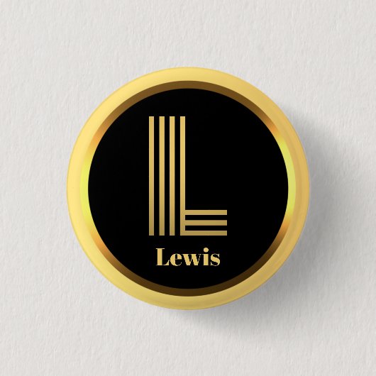 Personalisiertes Gold Mit Monogramm Buchstabe L Button (Vorderseite)