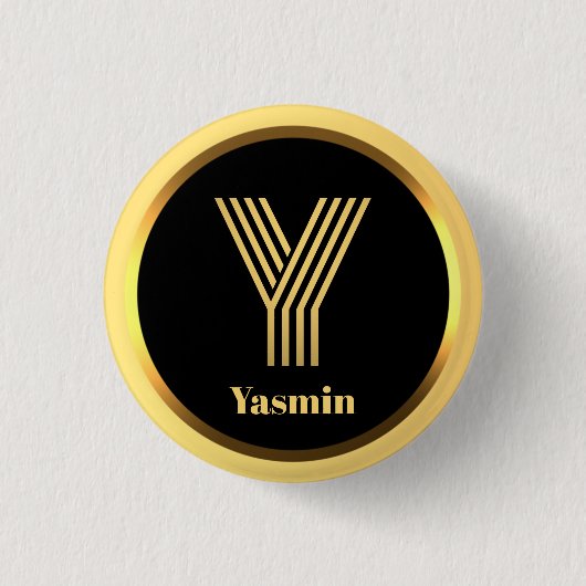 Personalisiertes Gold Mit Monogramm Buchstabe Y Button (Vorderseite)