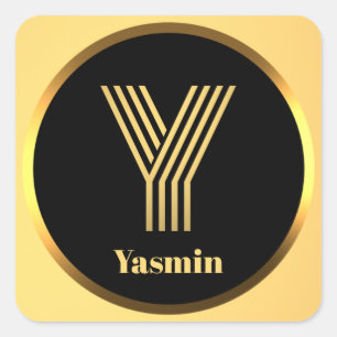 Personalisiertes Gold Mit Monogramm Buchstabe Y Quadratischer Aufkleber