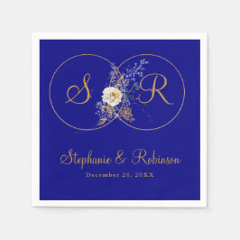 Personalisiertes Gold Monogramm auf Navy Blue Wedd Serviette