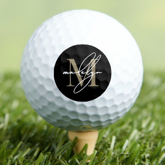 Personalisiertes Gold-Monogramm-Initial-Schrift-Na Golfball