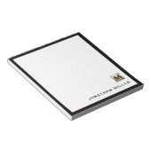 Personalisiertes Gold Monogramm Schwarz-weiß Notizblock (angewinkelt)