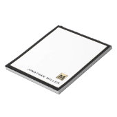 Personalisiertes Gold Monogramm Schwarz-weiß Notizblock (Rotiert)