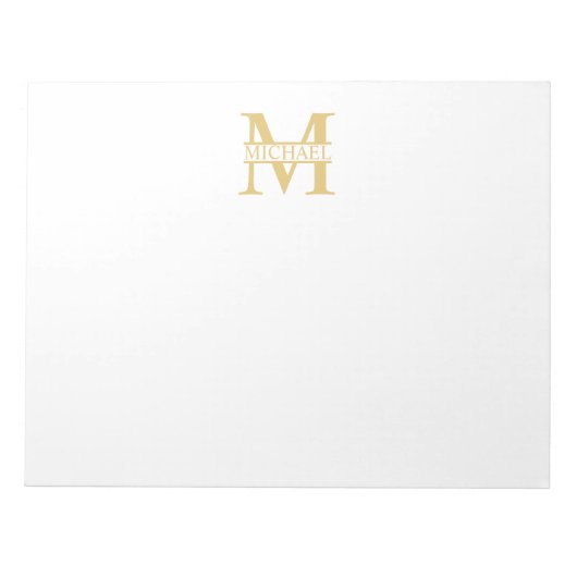 Personalisiertes Gold Monogramm und Name Notizblock (Vorderseite)