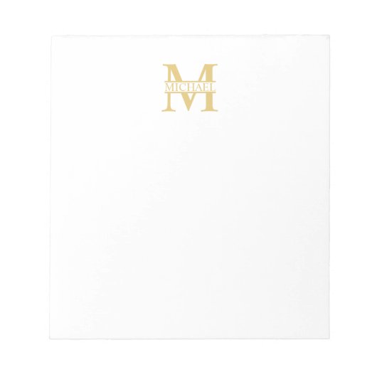 Personalisiertes Gold Monogramm und Name Notizblock (Vorderseite)
