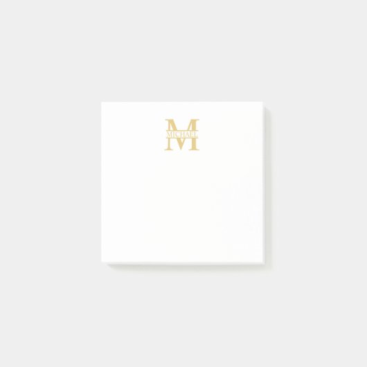 Personalisiertes Gold Monogramm und Name Post-it Klebezettel (Vorderseite)