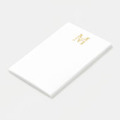 Personalisiertes Gold Monogramm und Name Post-it Klebezettel (angewinkelt)