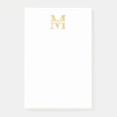 Personalisiertes Gold Monogramm und Name Post-it Klebezettel (Vorderseite)