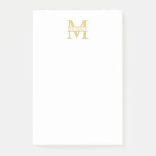Personalisiertes Gold Monogramm und Name Post-it Klebezettel