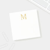 Personalisiertes Gold Monogramm und Name Post-it Klebezettel