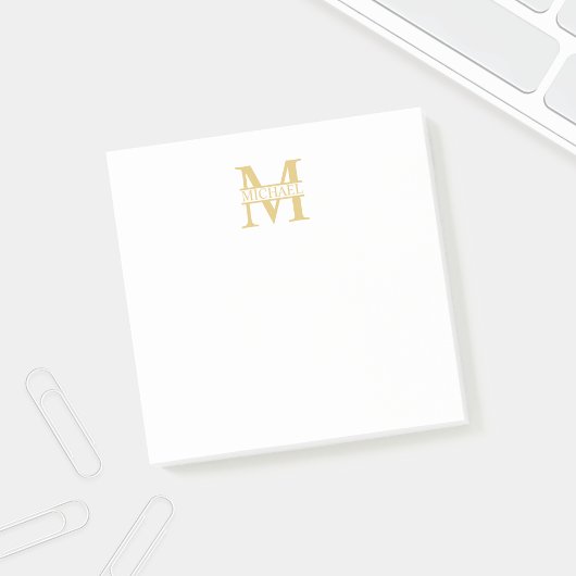 Personalisiertes Gold Monogramm und Name Post-it Klebezettel