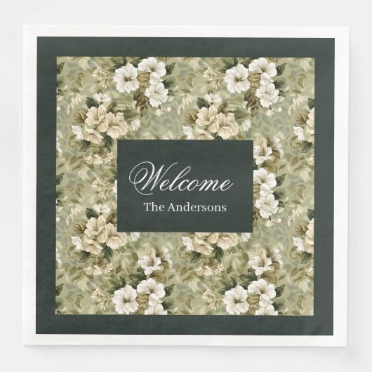 Personalisiertes Gold Napkins Chic Botanisches Des Serviette (Vorderseite)