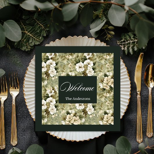 Personalisiertes Gold Napkins Chic Botanisches Des Serviette