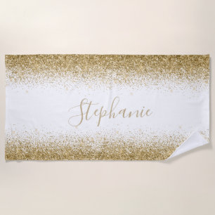 Personalisiertes Gold Ombre Glitter Strandtuch