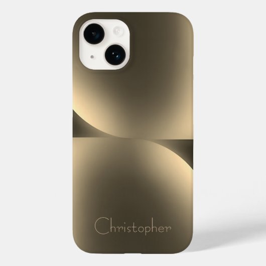 Personalisiertes Gold Radial Texture iPhone 15 Case-Mate iPhone Hülle (Rückseite)