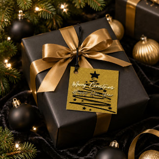 Personalisiertes Gold Schwarz Frohe Weihnachten Gl Geschenkanhänger