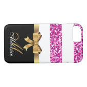 Personalisiertes Gold, Schwarz PINK GLITZER STRIPE Case-Mate iPhone Hülle (Rückseite (Horizontal))