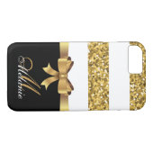 Personalisiertes Gold, Schwarz-weißer GLITZER STRI Case-Mate iPhone Hülle (Rückseite (Horizontal))