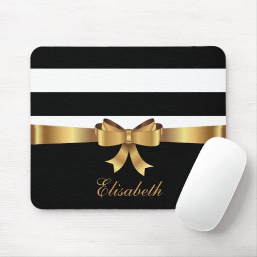 Personalisiertes Gold, schwarze, feine Streifen, g Mousepad (Mit Mouse)