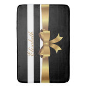 Personalisiertes Gold, schwarze mutige Streifen Badematte (Vorderseite Vertikal)