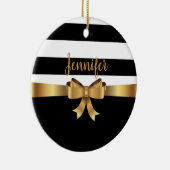 Personalisiertes Gold, schwarze Streifen ELEGANT B Keramikornament (Rechts)