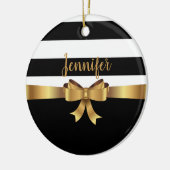 Personalisiertes Gold, schwarze Streifen ELEGANT B Keramikornament (Links)
