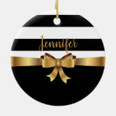 Personalisiertes Gold, schwarze Streifen ELEGANT B Keramikornament (Hinten)