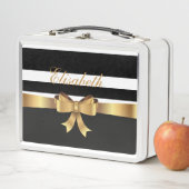 Personalisiertes Gold, schwarze Streifen ELEGANT B Metall Lunch Box (Beispiel)