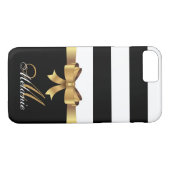 Personalisiertes Gold, schwarze Streifen Golden BO Case-Mate iPhone Hülle (Rückseite (Horizontal))