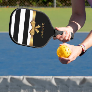 Personalisiertes Gold, schwarze Streifen Golden BO Pickleball Schläger
