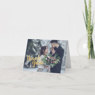 Personalisiertes Gold Script Foto Danke Karte