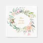 Personalisiertes Gold Script Rose Garland Flora Serviette (Vorderseite)