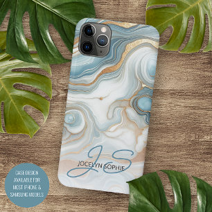Personalisiertes Gold Teal Blau Marmor Kunst Muste Case-Mate iPhone Hülle