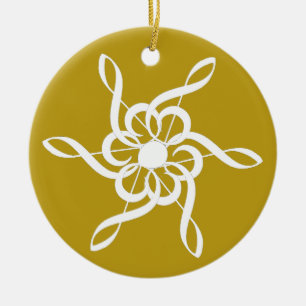Personalisiertes Gold Treble Clef Snowflake Musik Keramik Ornament