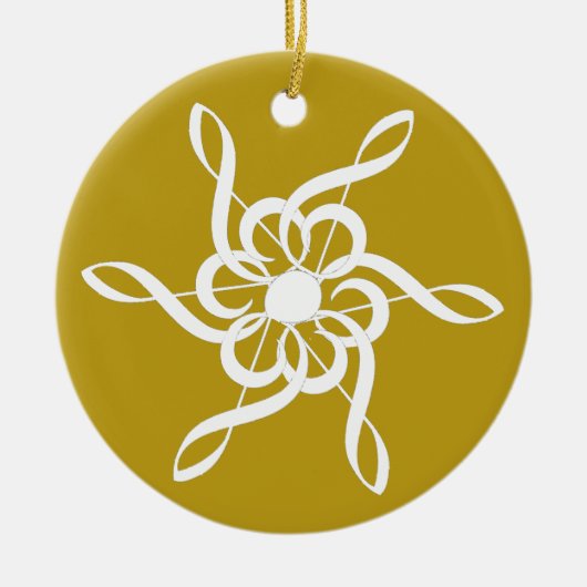 Personalisiertes Gold Treble Clef Snowflake Musik Keramik Ornament (Vorne)