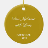 Personalisiertes Gold Treble Clef Snowflake Musik Keramik Ornament (Hinten)