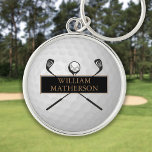 Personalisiertes Gold und Black Golf Ball Classic Schlüsselanhänger<br><div class="desc">Personalisieren Sie den Namen,  um ein großartiges Golfgeschenk zu schaffen und zu behalten. Entwickelt von Thisisnotme©</div>