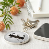 Personalisiertes Gold und Black Golf Ball Classic Schlüsselanhänger (Seite)