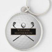 Personalisiertes Gold und Black Golf Ball Classic Schlüsselanhänger (Vorne)