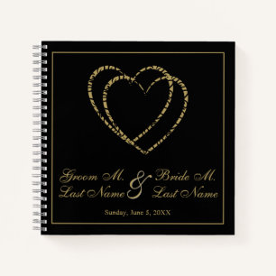Personalisiertes Gold- und Black Wedding Gästebuch Notizblock