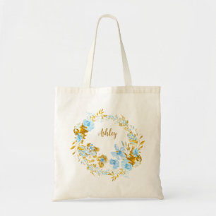 Personalisiertes Gold und blaues Wasser Tragetasche