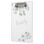 Personalisiertes Gold und Eukalyptus Klemmbrett (Links)