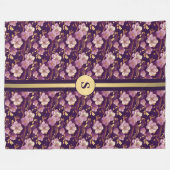 Personalisiertes Gold und Lila asiatisches Blüten Fleecedecke (Vorderseite (Horizontal))