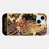 Personalisiertes Gold und Schwarz Floral Jugendsti Case-Mate iPhone Hülle (Rückseite (Horizontal))