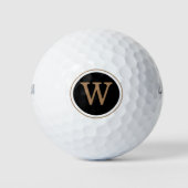 Personalisiertes Gold und Schwarz Monogram Golfball (Vorderseite)