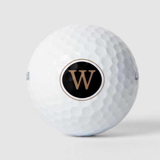 Personalisiertes Gold und Schwarz Monogram Golfball (Vorderseite)